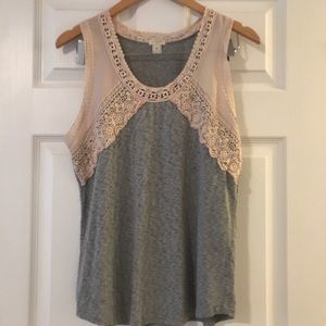 Gray and Pink Lace J. Crew Top